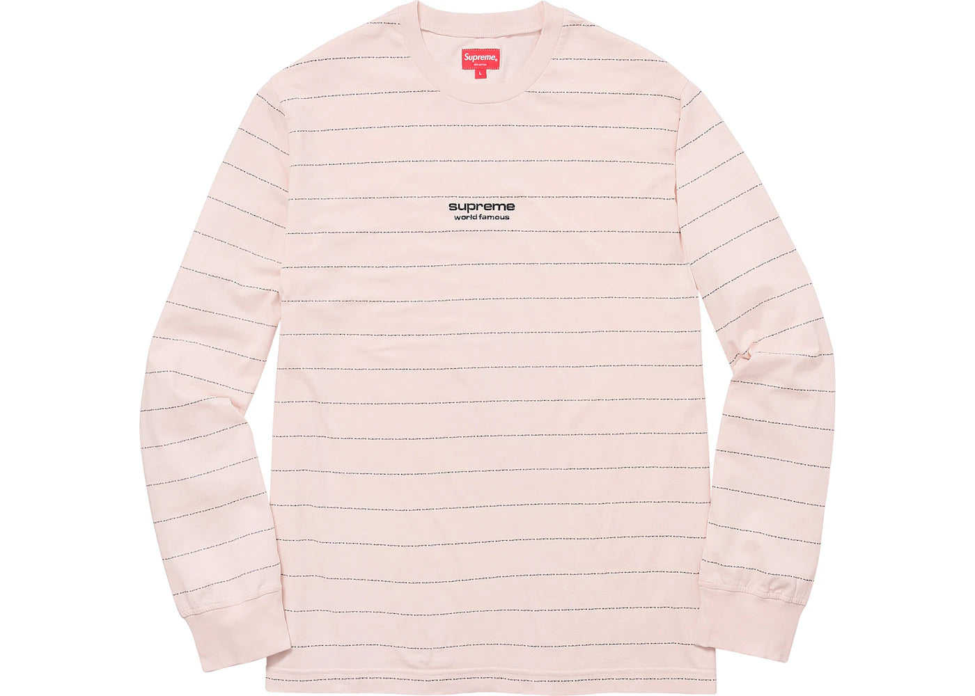 Supreme Logo Stripe L/S Top Pale Peach