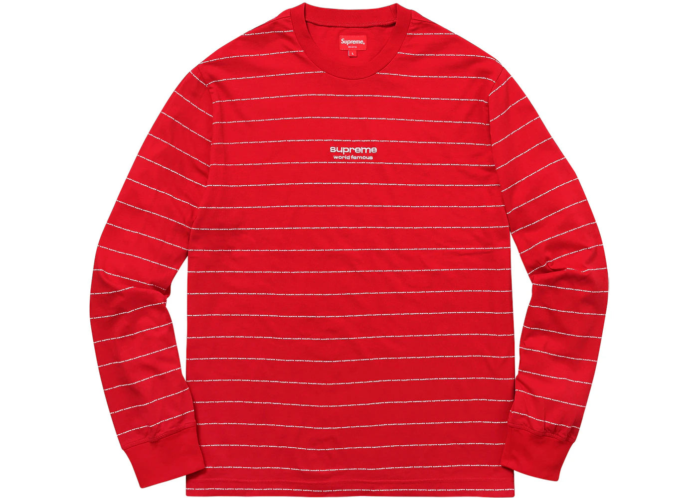 Supreme Logo Stripe L/S Top Red