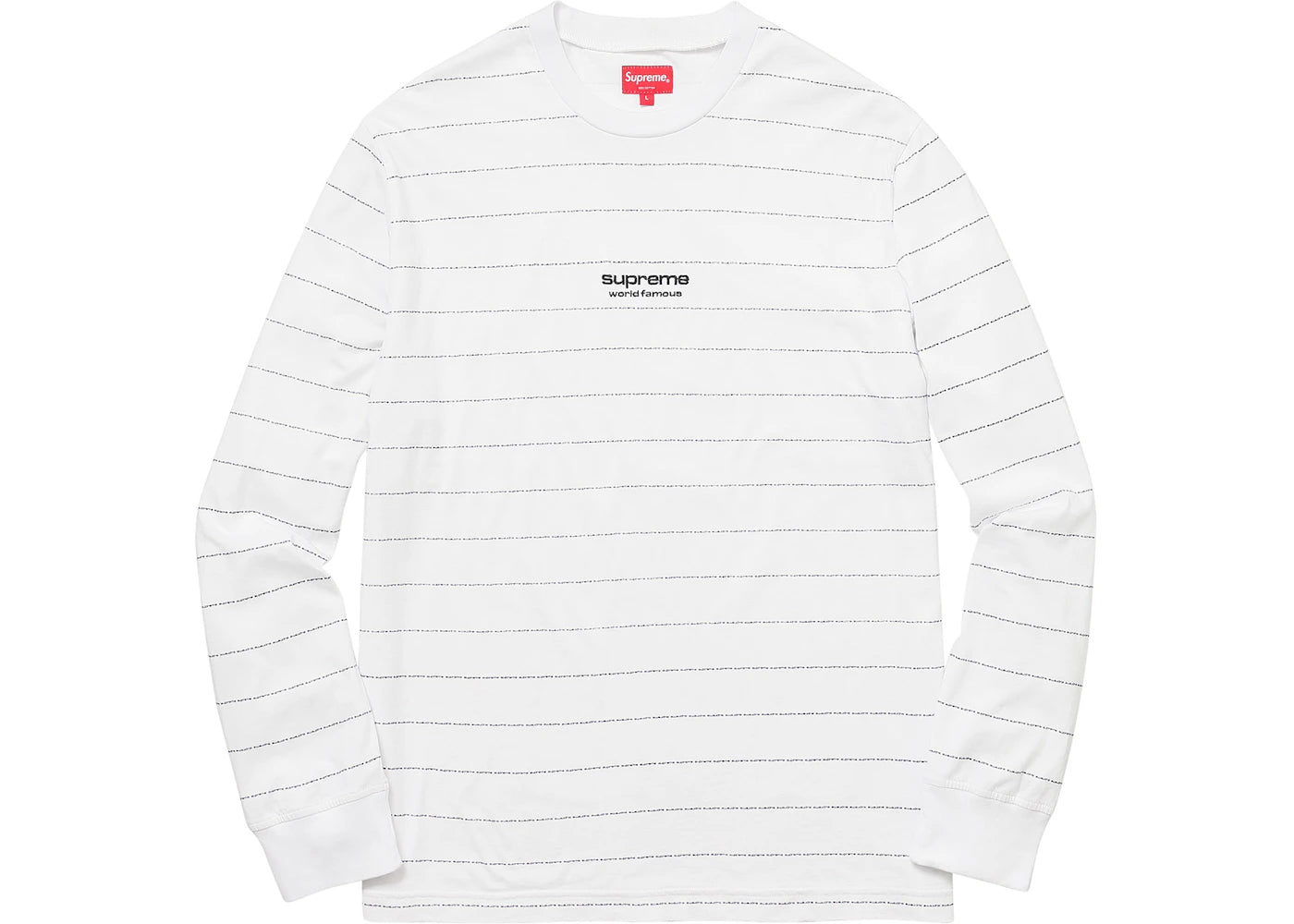 Supreme Logo Stripe L/S Top White