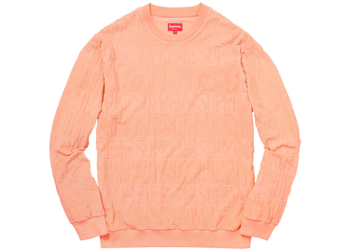 Supreme Logo Stripe Terry Crewneck Peach