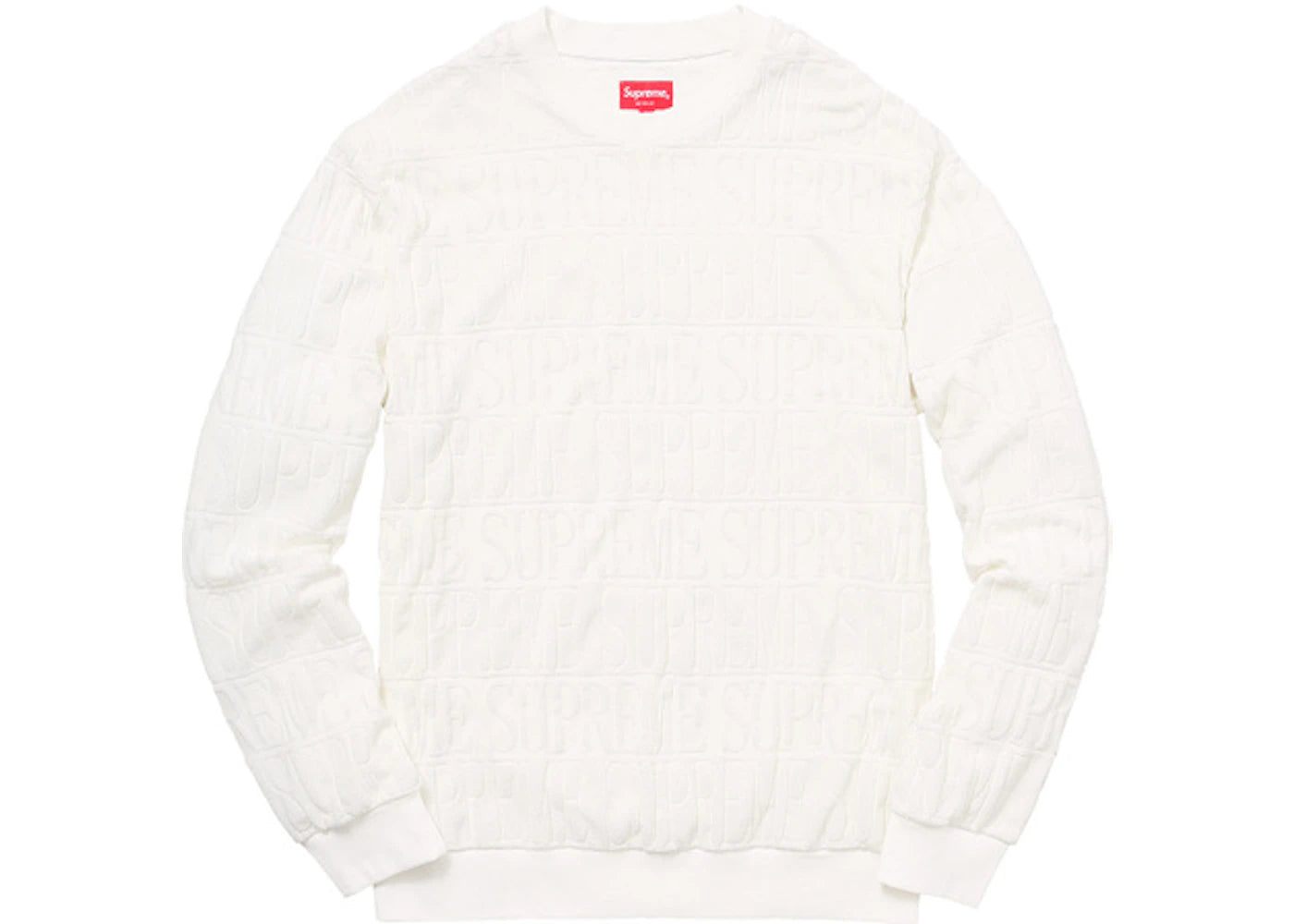 Supreme Logo Stripe Terry Crewneck White