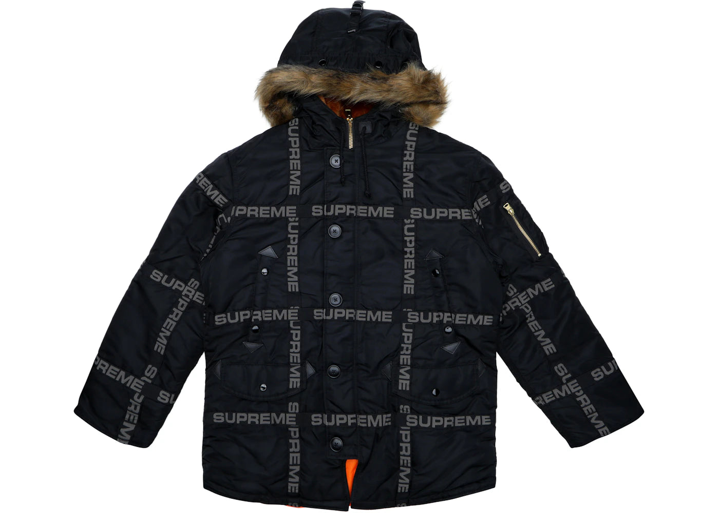 Supreme Logo Tape N-3B Parka Black