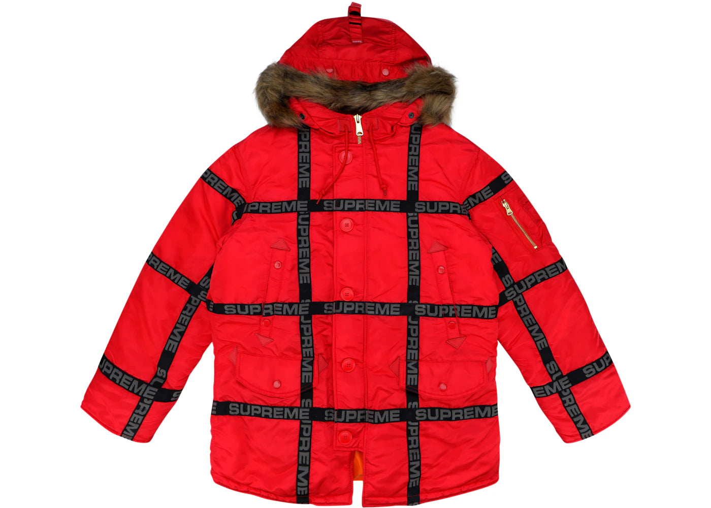Supreme Logo Tape N-3B Parka Red