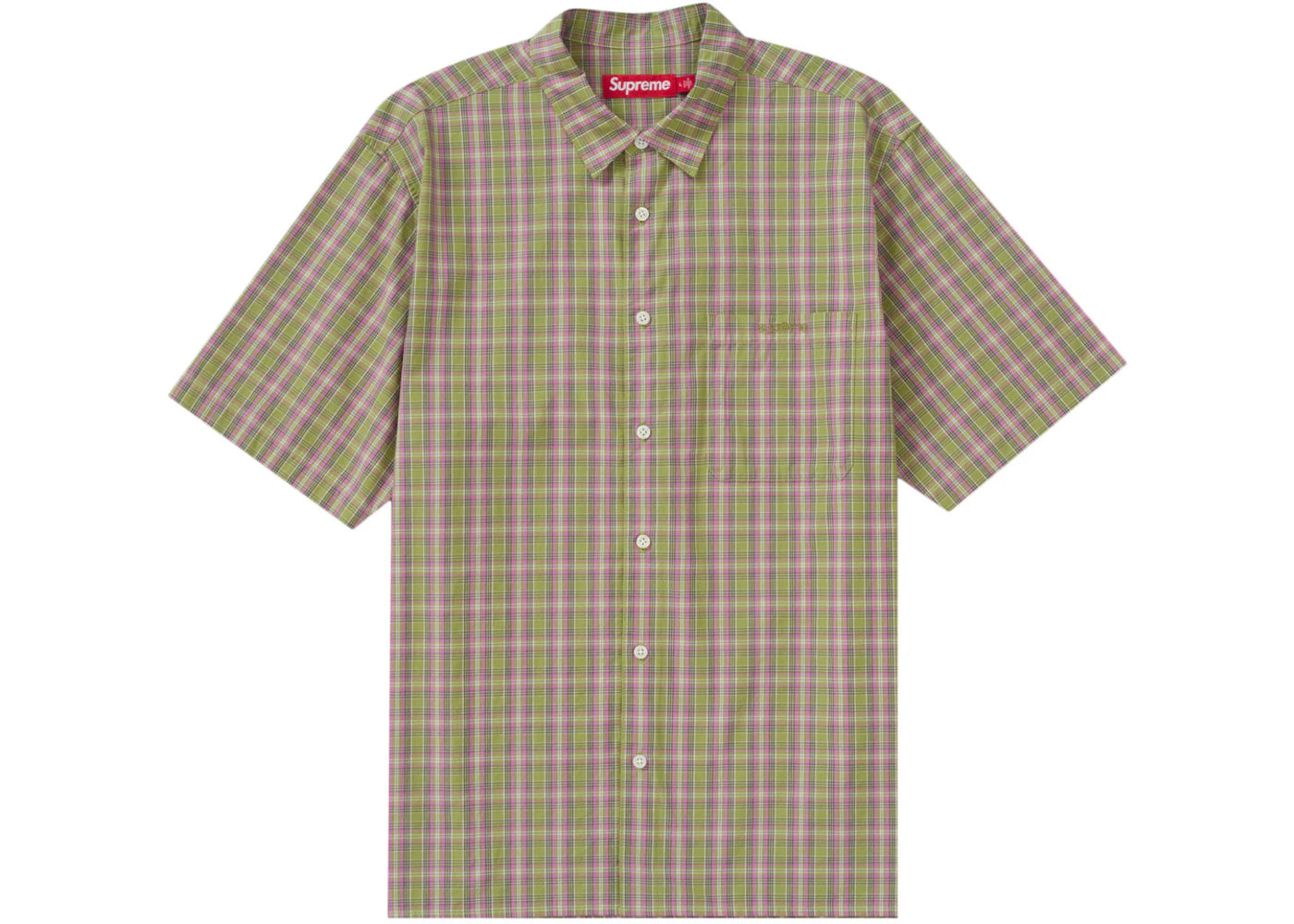 Supreme Loose Fit Mini Plaid S/S Shirt Green