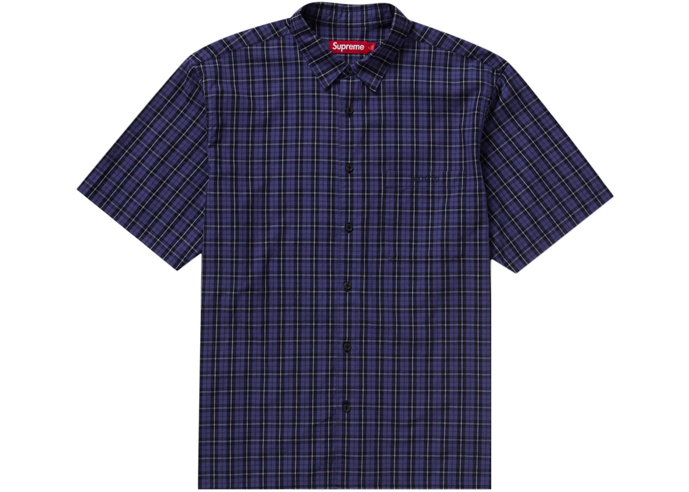 Supreme Loose Fit Mini Plaid S/S Shirt Navy