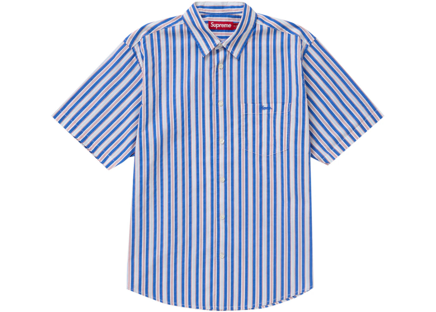 Supreme Loose Fit Multi Stripe S/S Shirt Blue