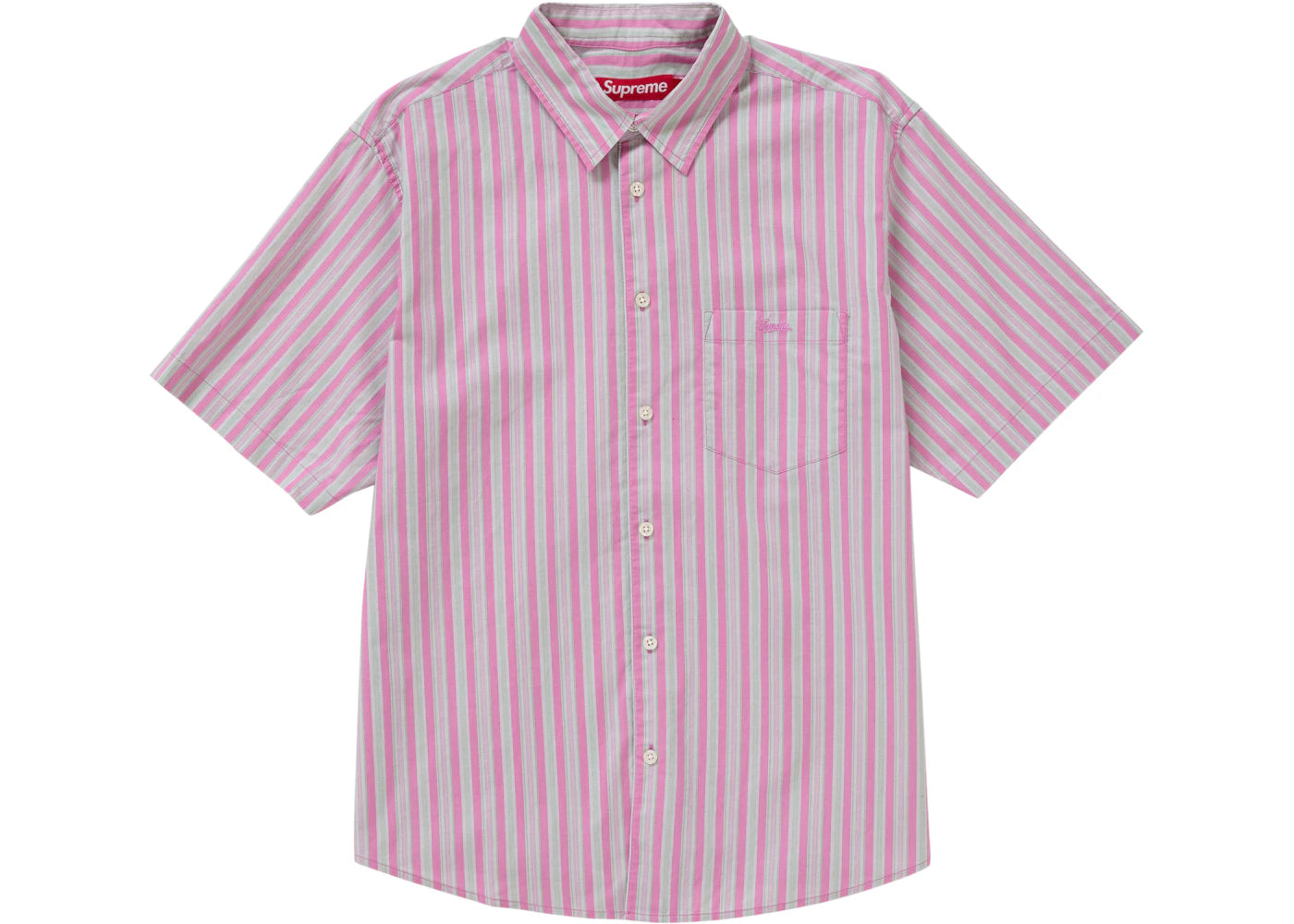 Supreme Loose Fit Multi Stripe S/S Shirt Pink