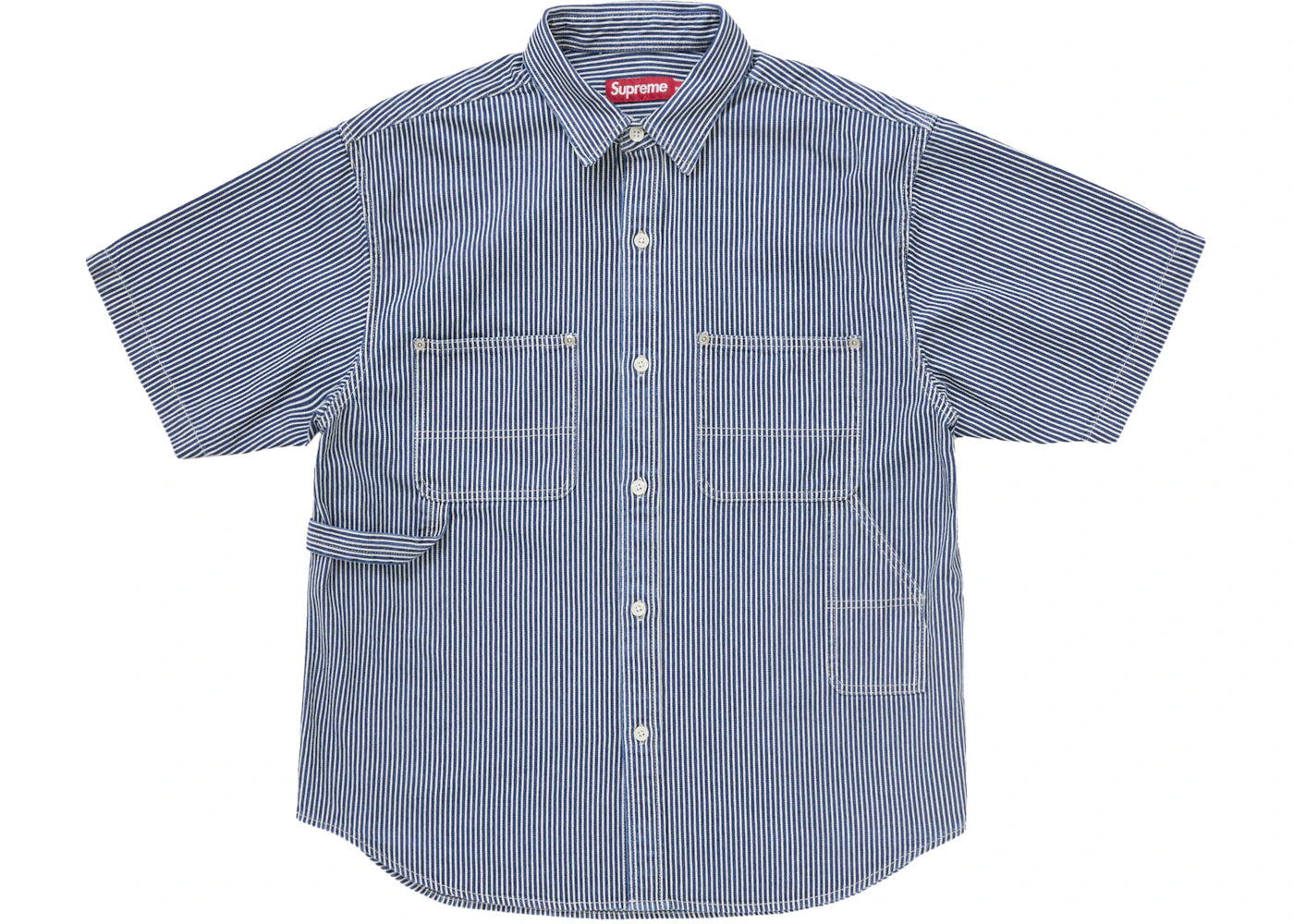 Supreme Loose Fit S/S Denim Painter Shirt (SS25) Blue Pinstripe