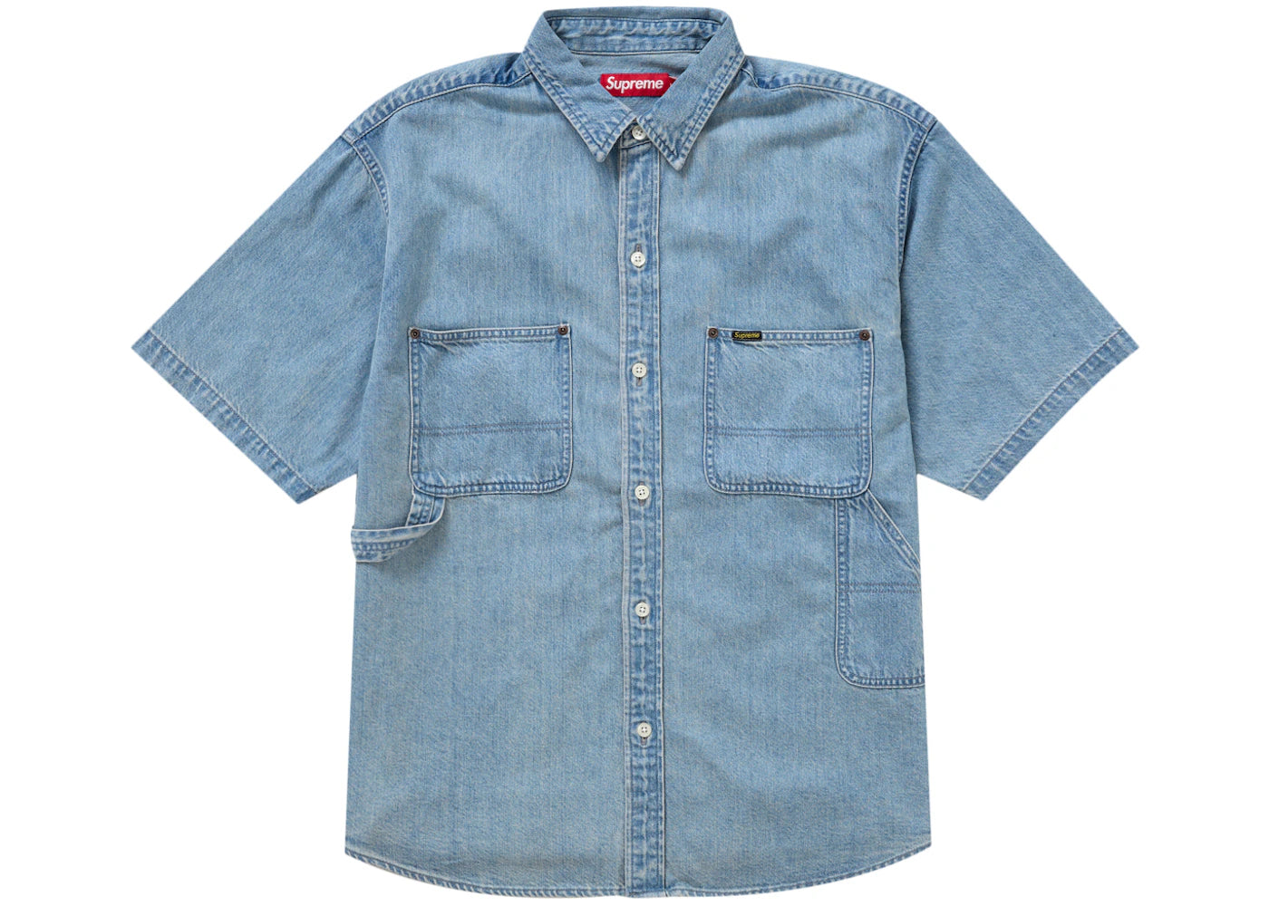 Supreme Loose Fit S/S Denim Painter Shirt Washed Blue