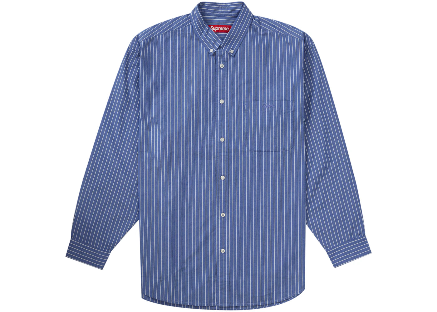 Supreme Loose Fit Stripe Shirt Blue