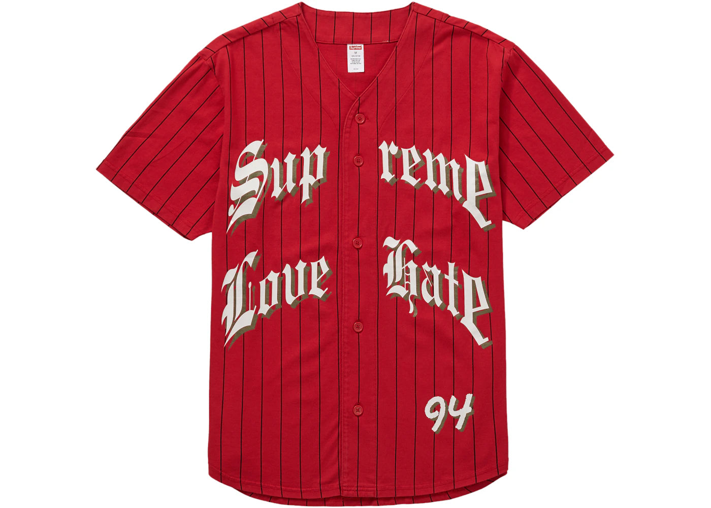Supreme Love Hate Baseball Jersey Red