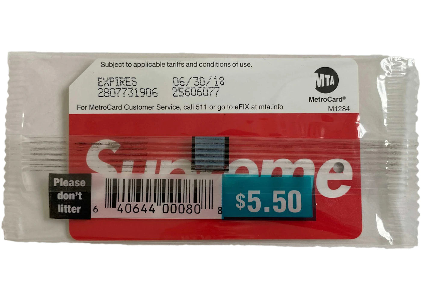 Supreme MTA Metrocard (Sealed) Red/White