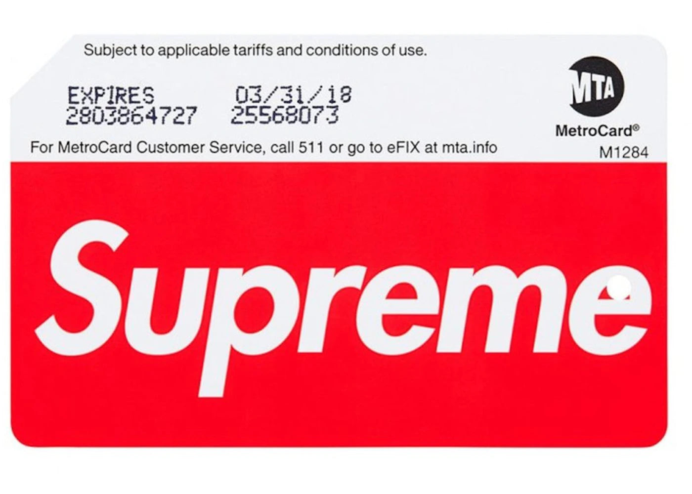 Supreme MTA Metrocard (Unsealed) Red/White