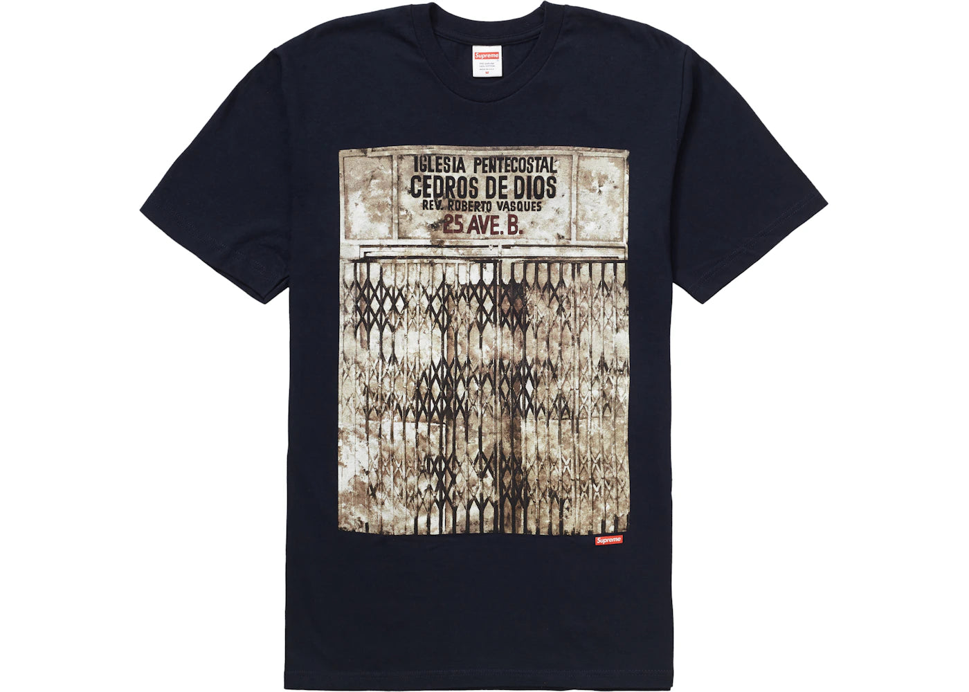 Supreme Martin Wong Iglesia Pentecostal Tee Navy