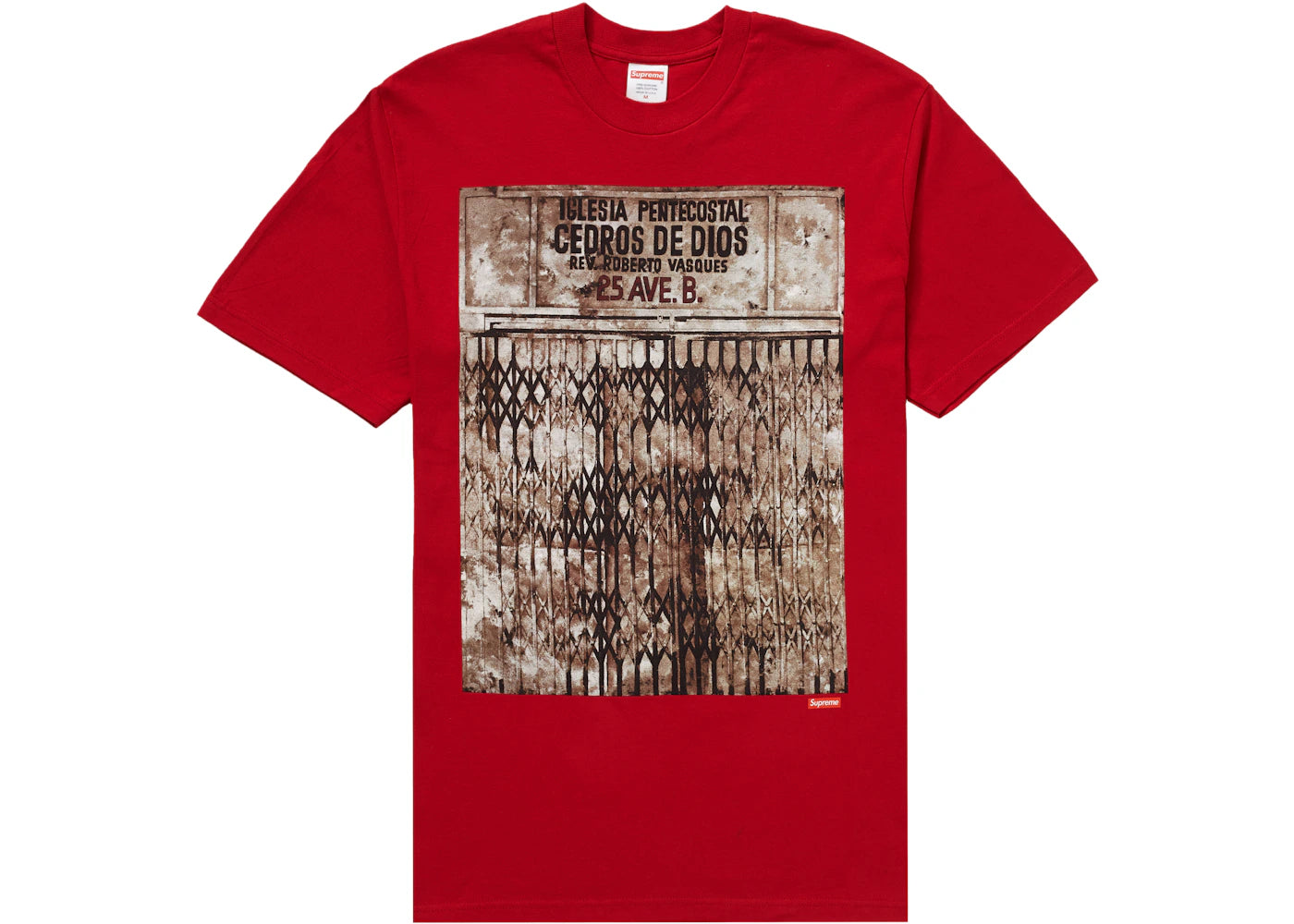 Supreme Martin Wong Iglesia Pentecostal Tee Red