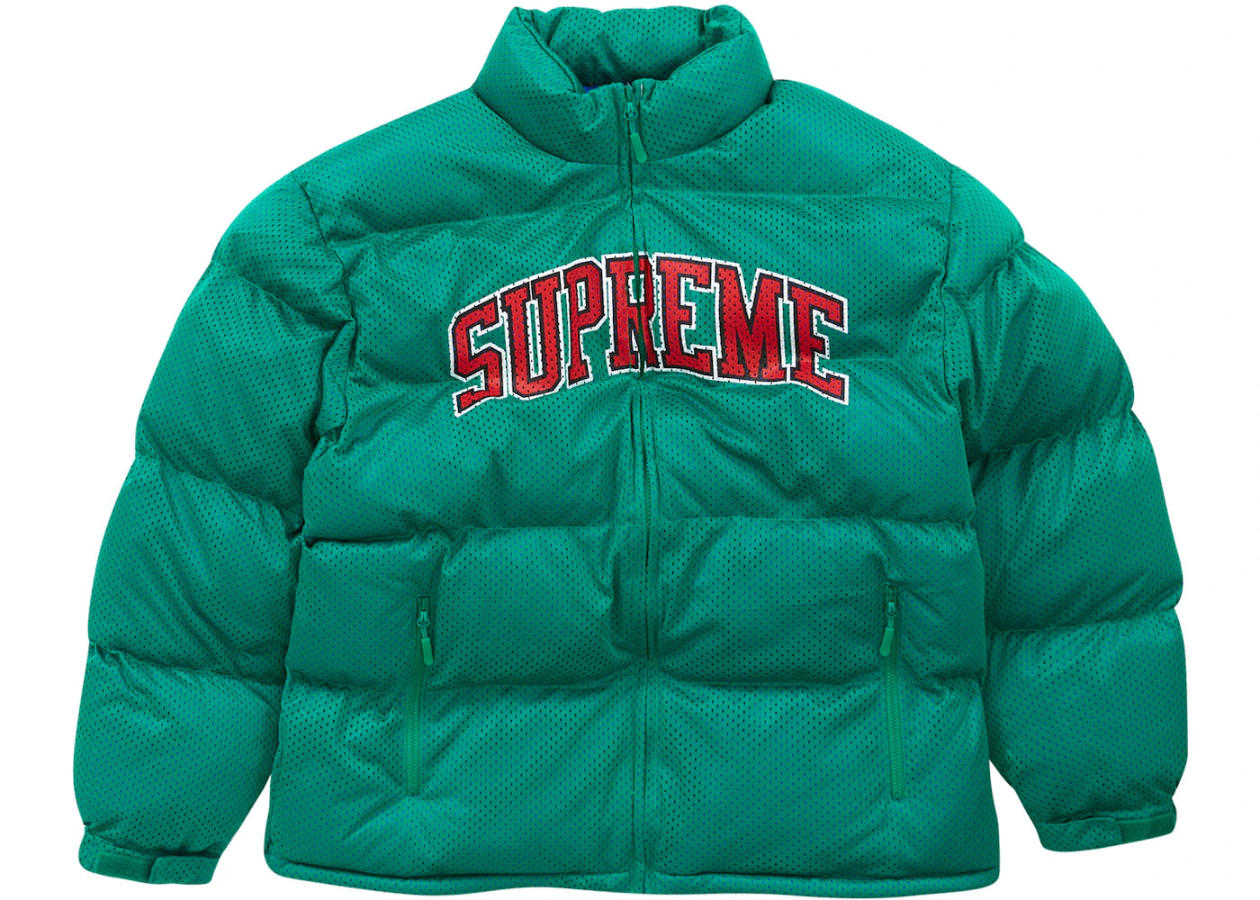 Supreme Mesh Jersey Puffer Jacket Green