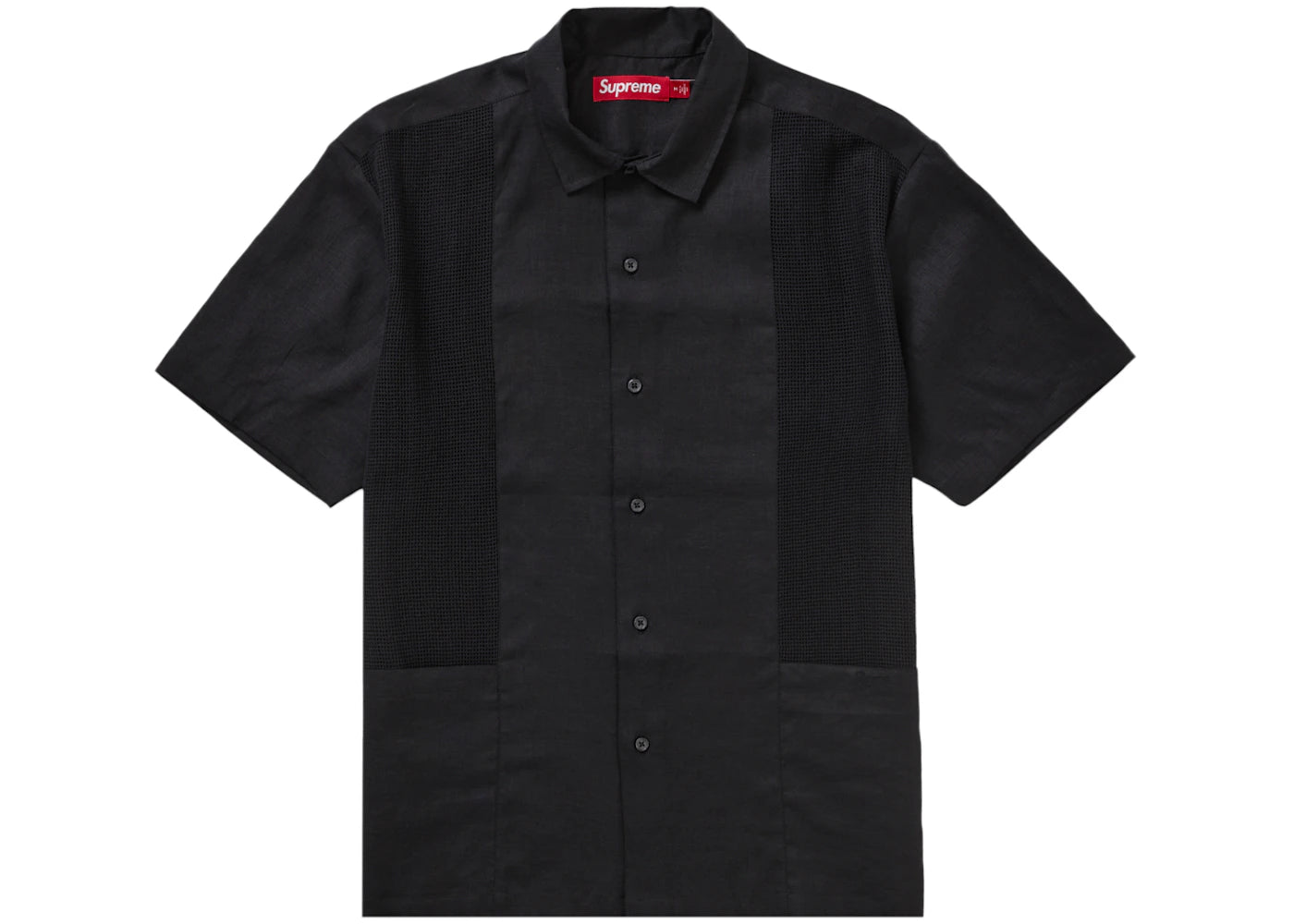 Supreme Mesh Panel Linen S/S Shirt Black