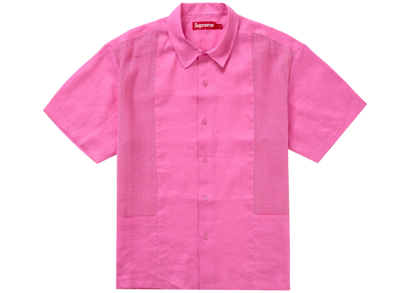 Supreme Mesh Panel Linen S/S Shirt Pink