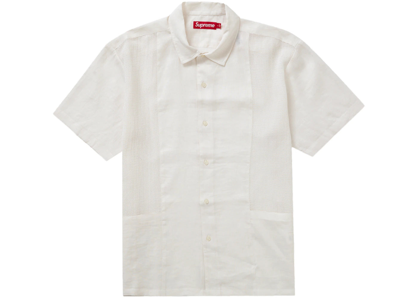 Supreme Mesh Panel Linen S/S Shirt White