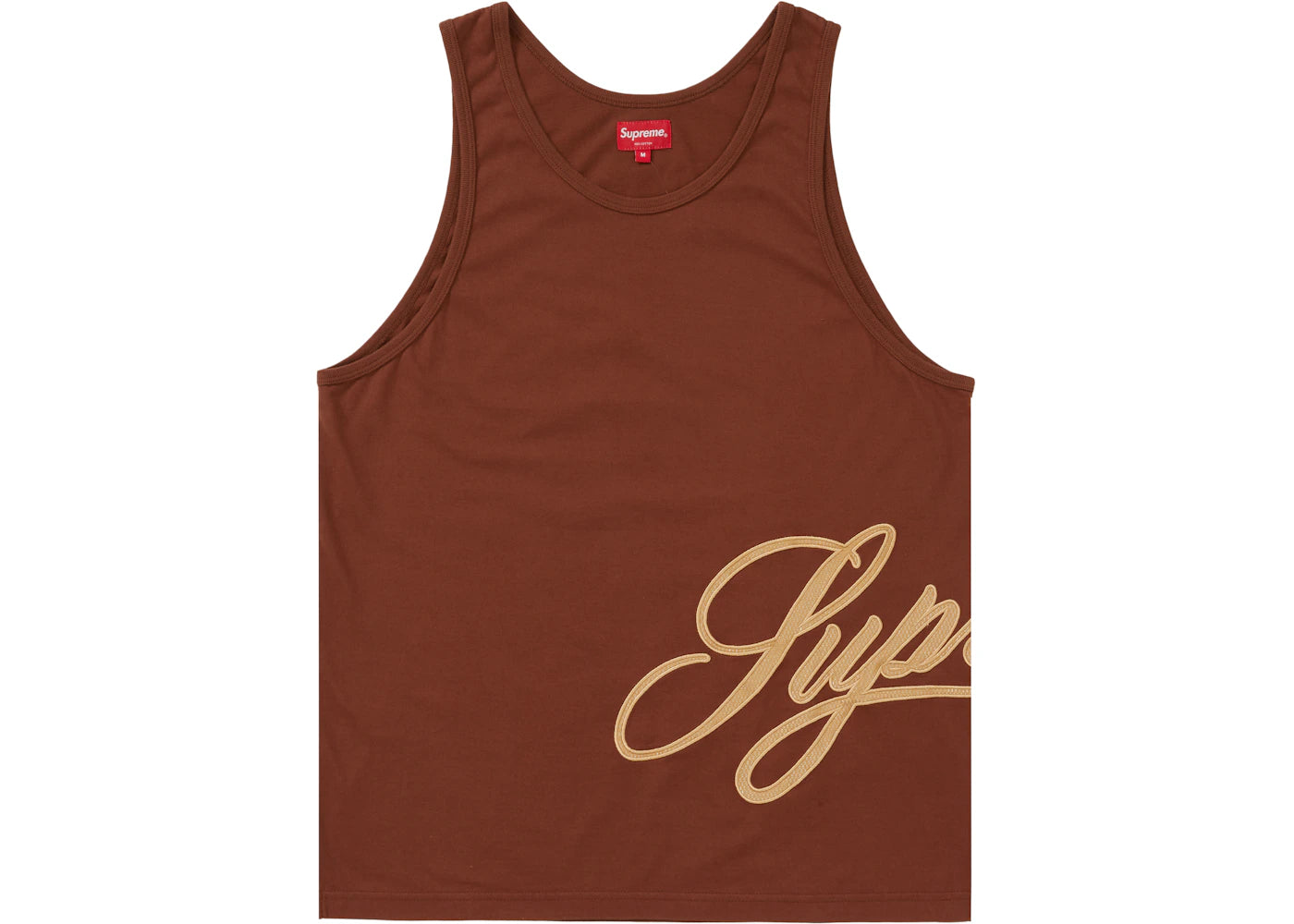 Supreme Mesh Script Tank Top Brown
