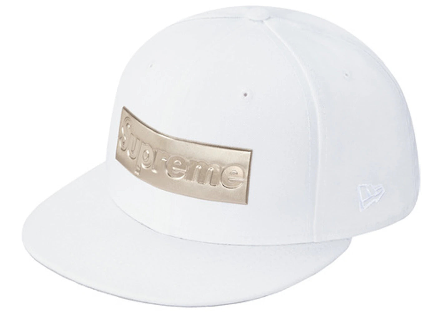 Supreme Metallic Box Logo New Era Hat White