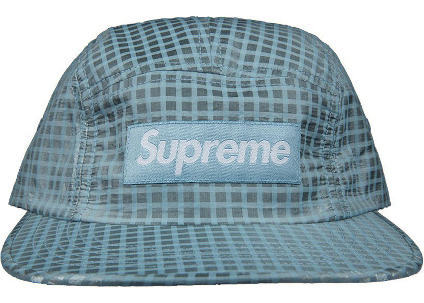 Supreme Metallic Check Camp Cap Light Blue