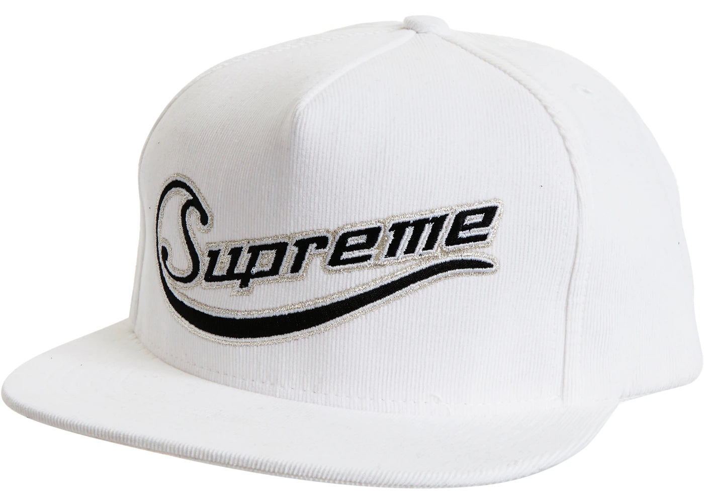 Supreme Metallic Logo Corduroy 5-Panel White