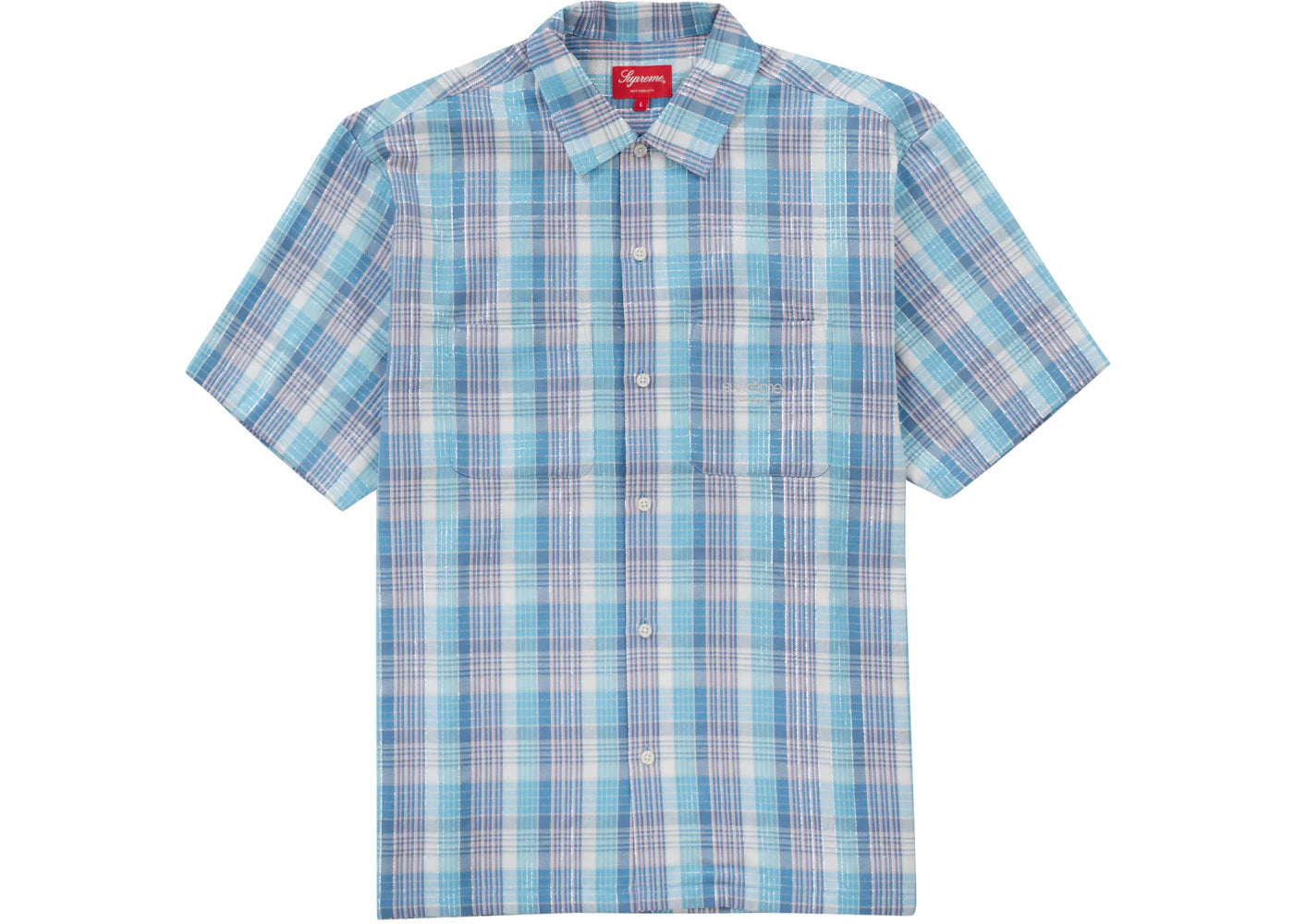 Supreme Metallic Plaid S/S Shirt Light Blue
