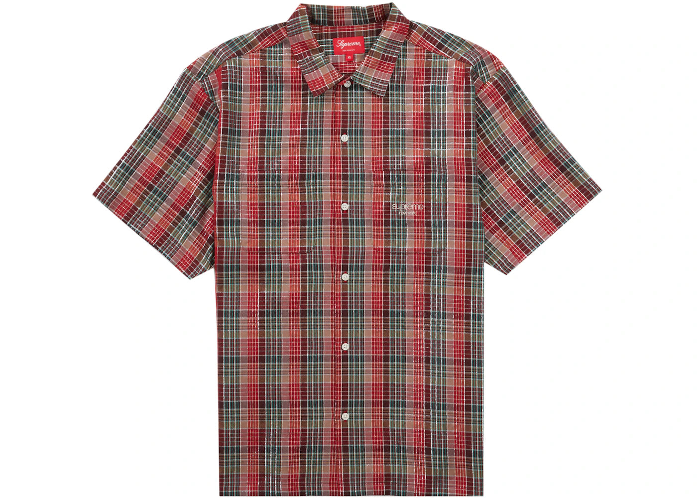 Supreme Metallic Plaid S/S Shirt Red