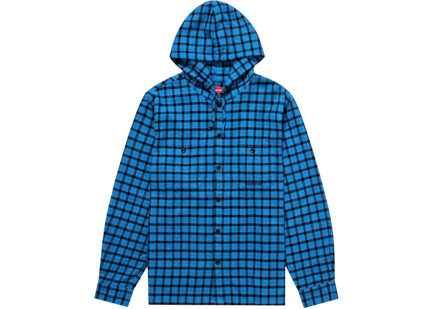 Supreme Mini Plaid Hooded Shirt Blue