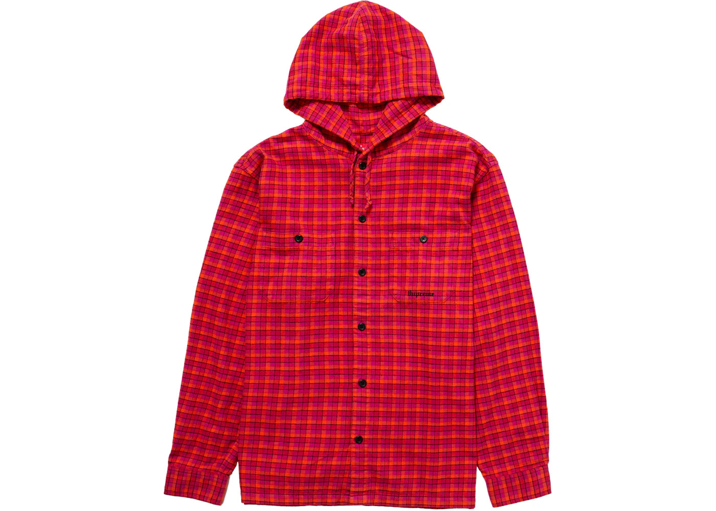 Supreme Mini Plaid Hooded Shirt Pink