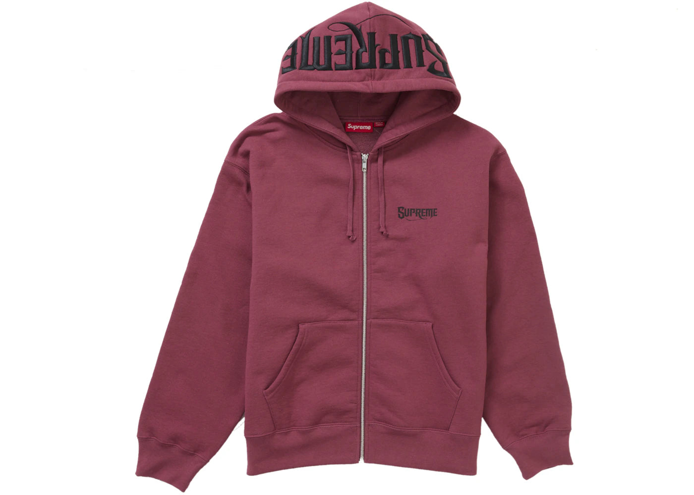 Supreme Mister Cartoon Zip Up Hooded Sweatshirt Dark Red