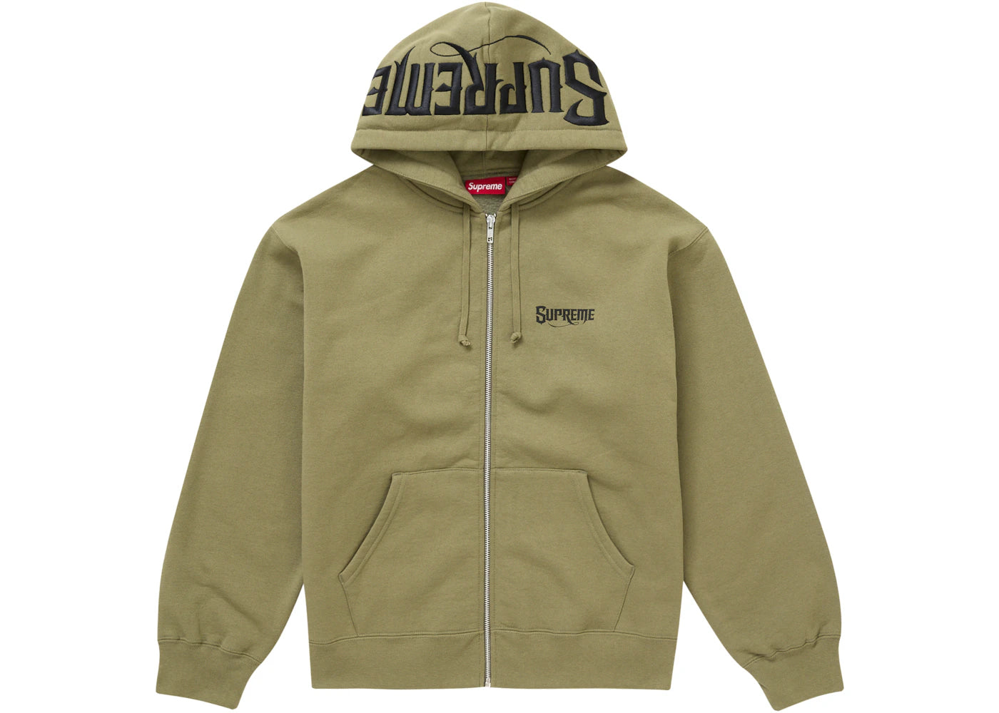 Supreme Mister Cartoon Zip Up Hooded Sweatshirt Light Olive