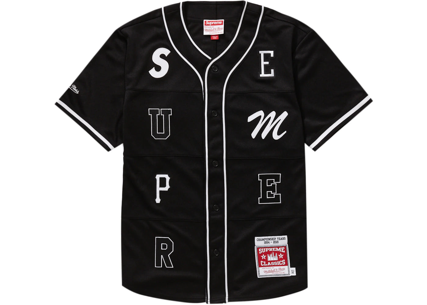 Supreme Mitchell & Ness Patchwork Baseball Jersey Black