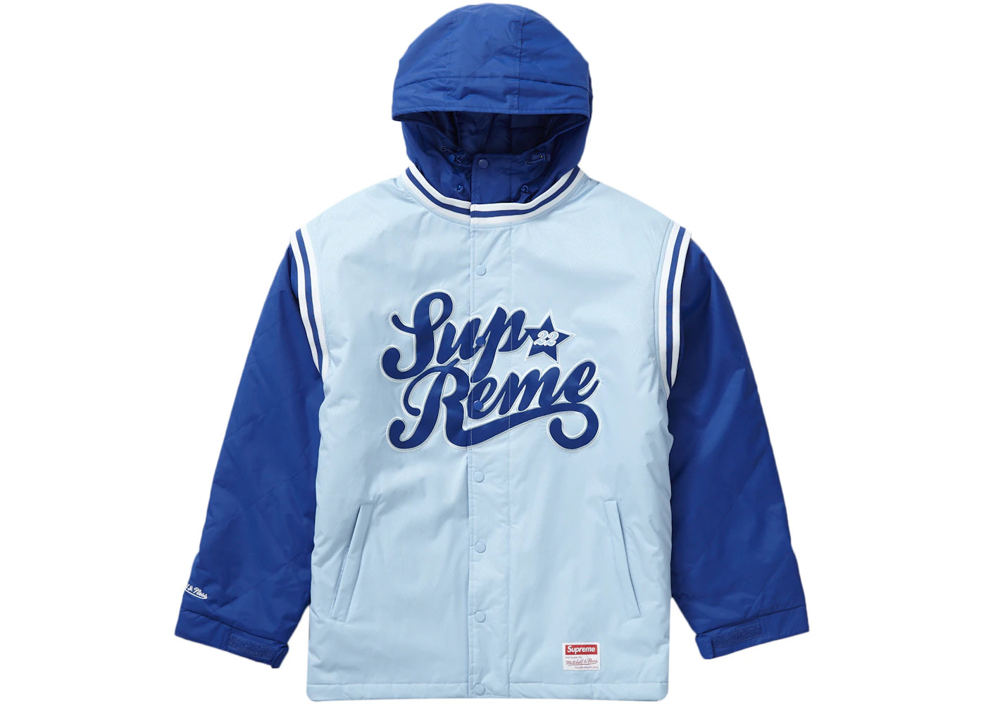 Supreme Mitchell & Ness Quilted Sports Jacket Light Blue