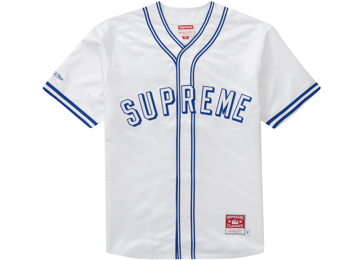 Supreme Mitchell & Ness Satin Baseball Jersey White