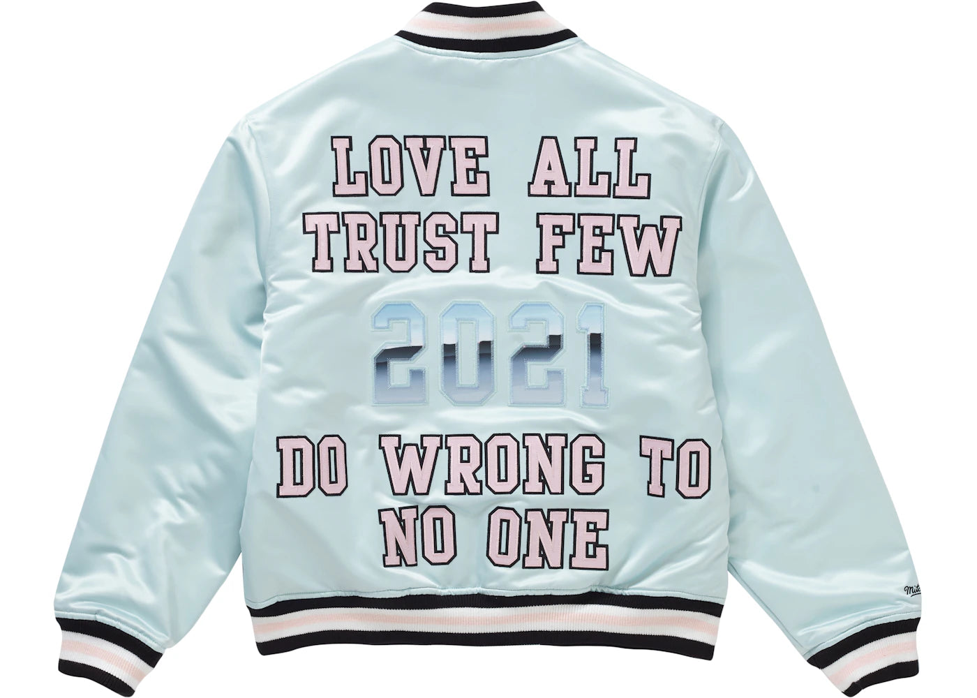 Supreme Mitchell & Ness Satin Varsity Jacket Light Blue