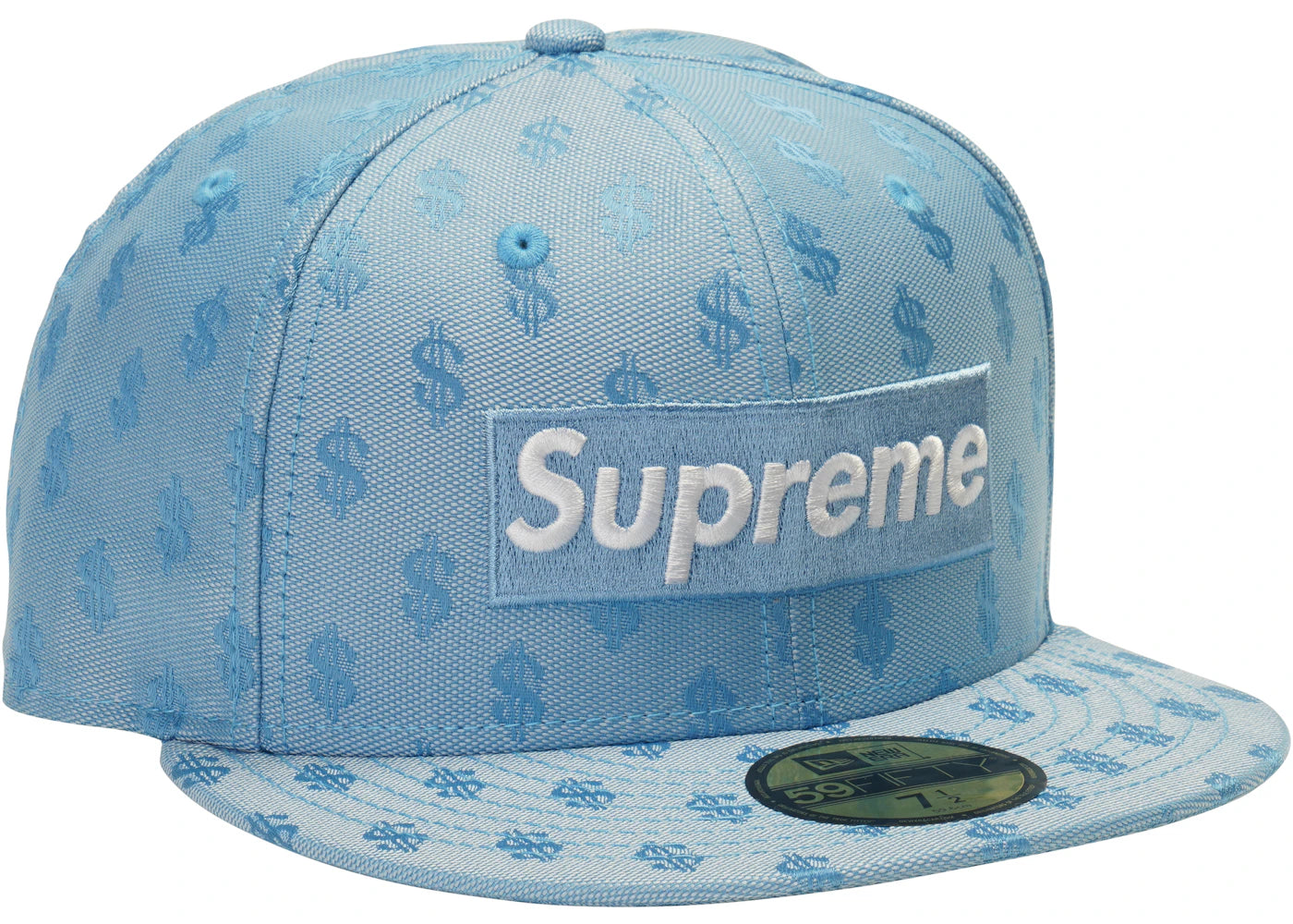 Supreme Monogram Box Logo New Era Light Blue