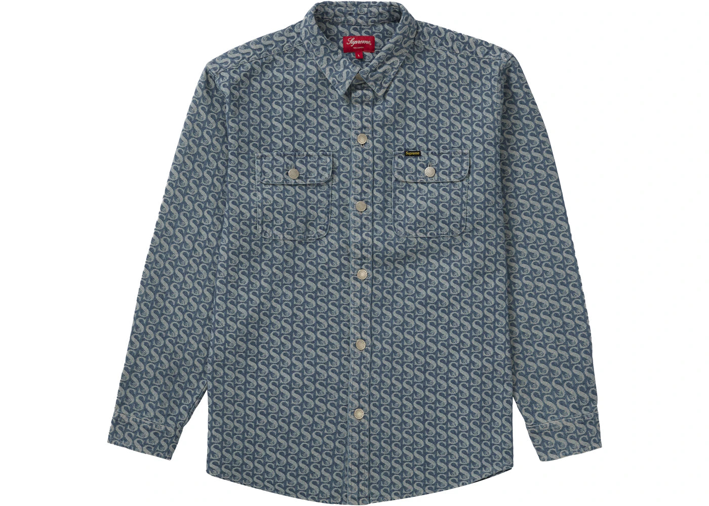 Supreme Monogram Denim Shirt Blue