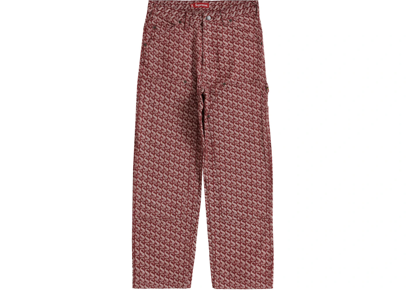 Supreme Monogram Double Knee Denim Painter Pant (FW21) Red