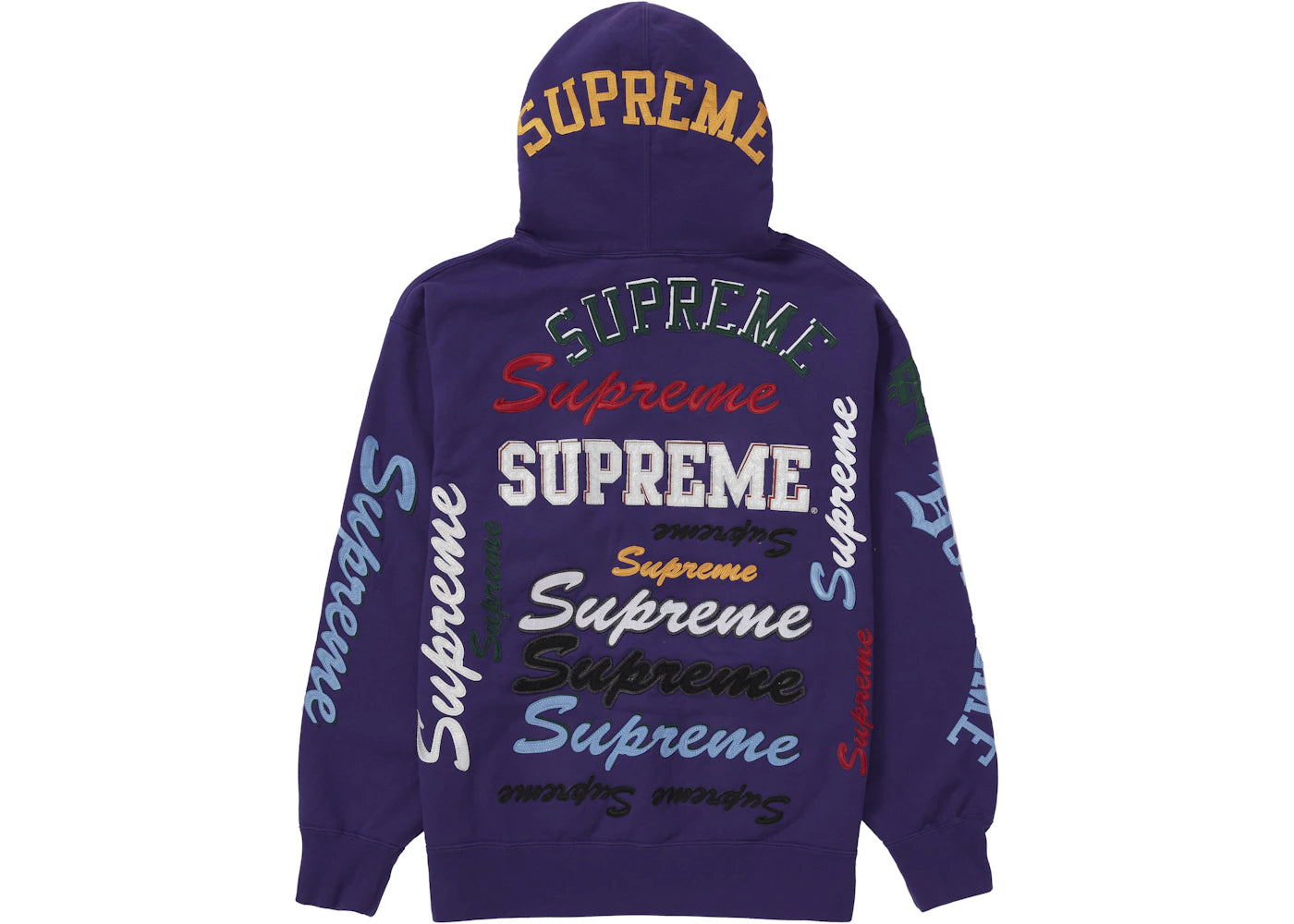 Supreme Multi Logo Hooded Sweatshirt Purple