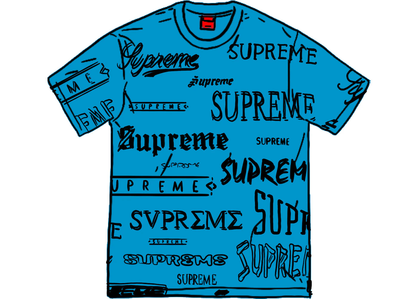 Supreme Multi Logo Tee Bright Blue