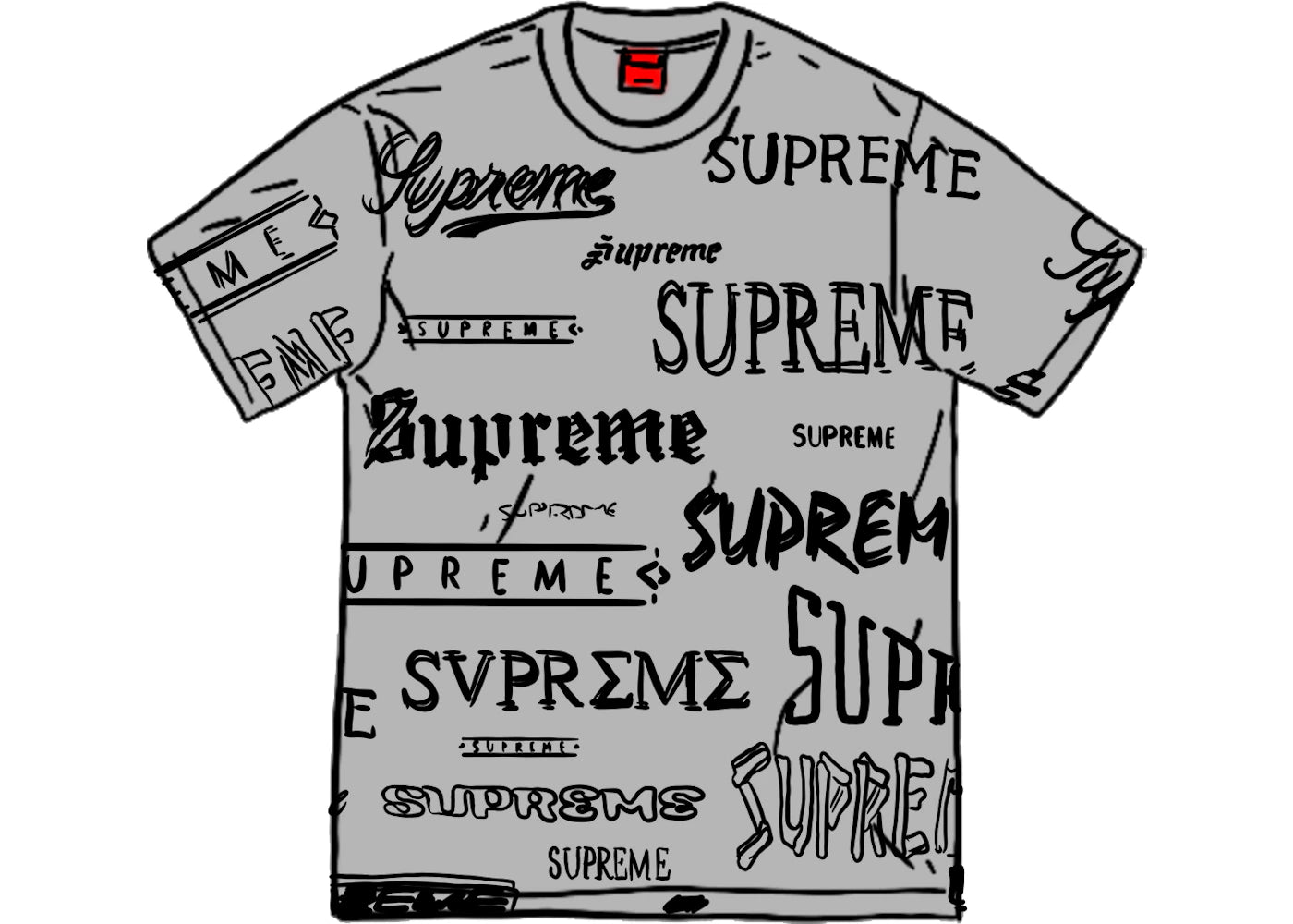 Supreme Multi Logo Tee Heather Grey