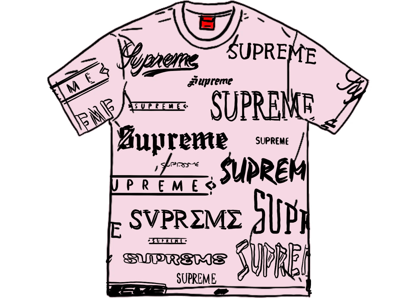 Supreme Multi Logo Tee Light Pink