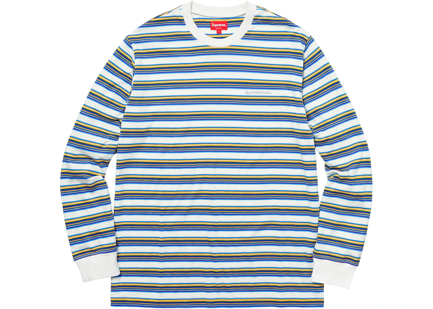 Supreme Multi Stripe L/S Top White