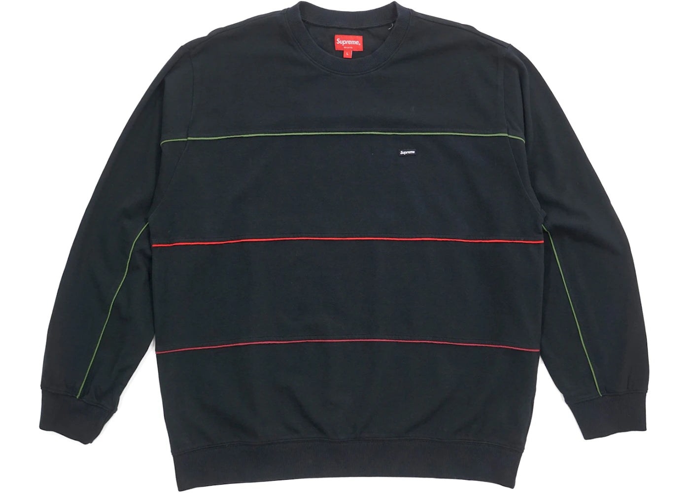 Supreme Multicolor Piping Pique Crewneck Black