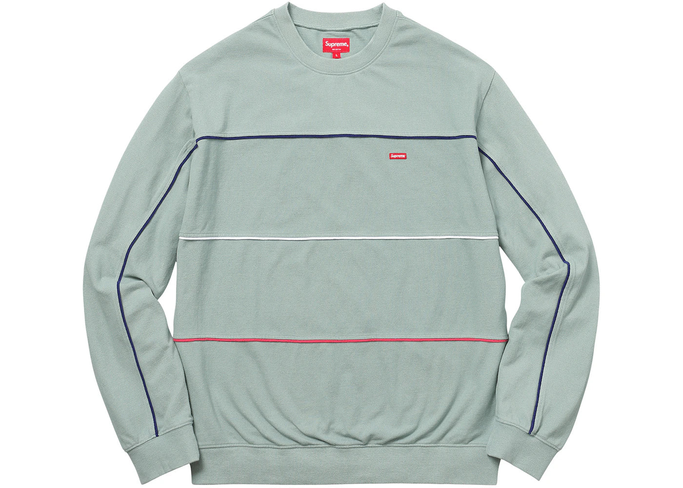 Supreme Multicolor Piping Pique Crewneck Dusty Aqua