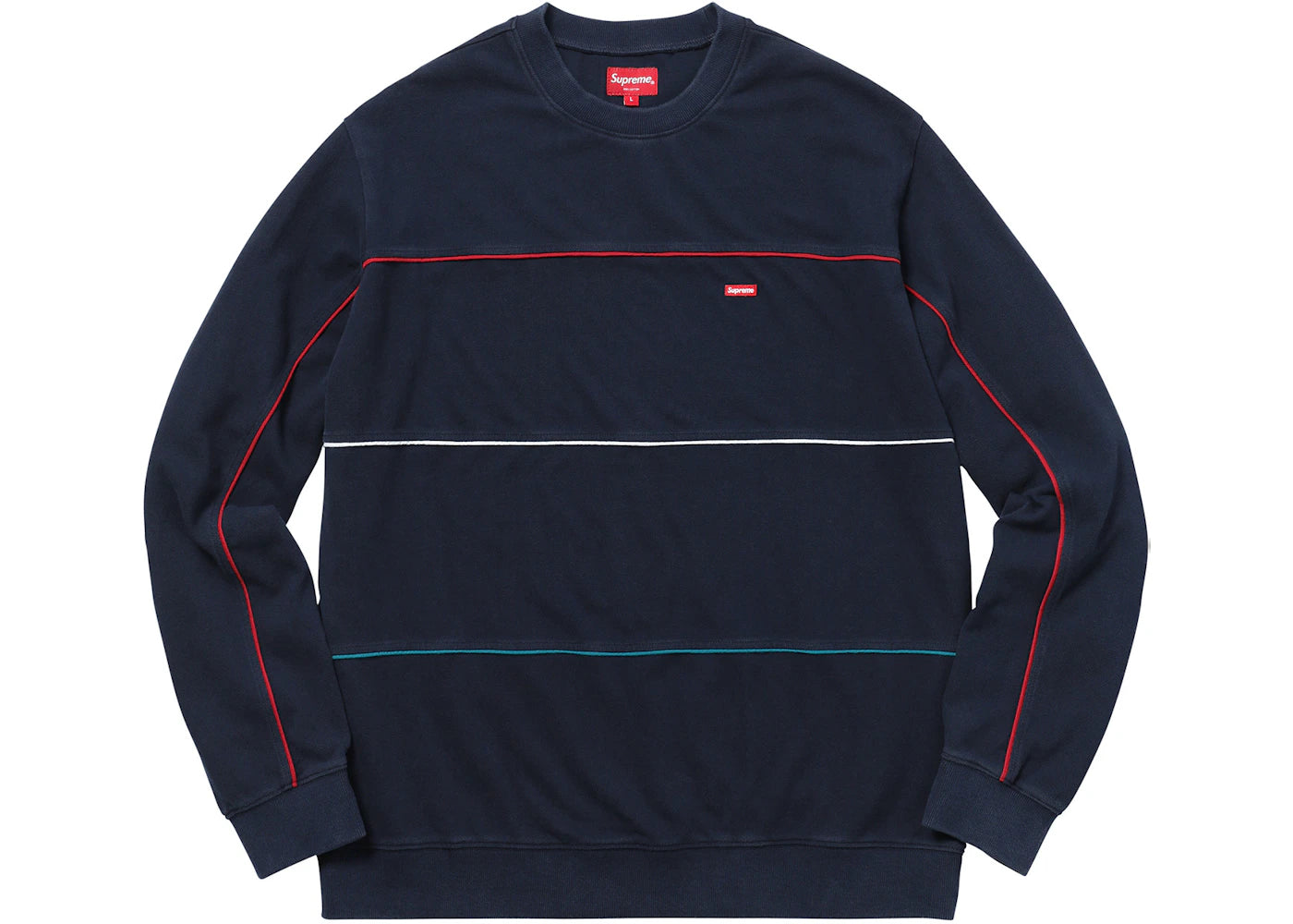 Supreme Multicolor Piping Pique Crewneck Navy