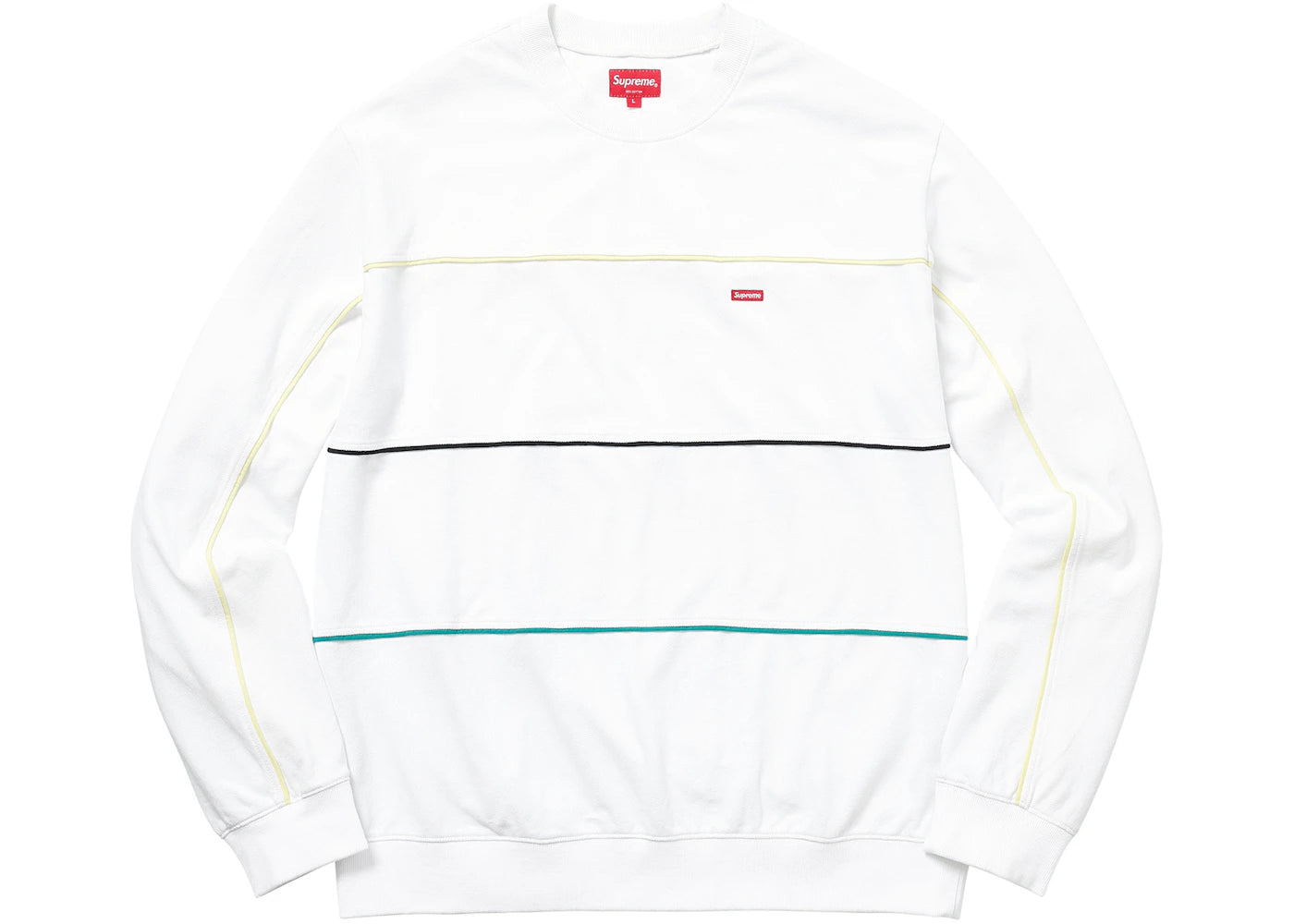 Supreme Multicolor Piping Pique Crewneck White