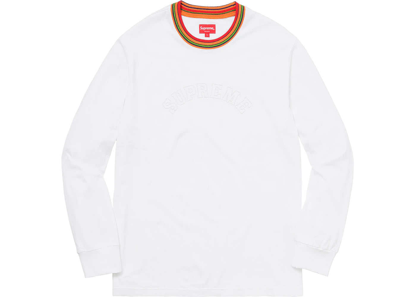 Supreme Multicolor Striped Rib L/S Top White